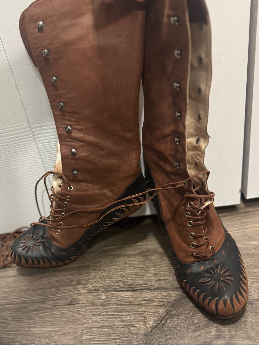 Dior Two-Tone Brown and Black Lace-Up Women's Boots